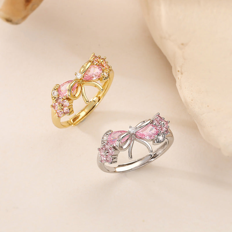 Floral Bow Adjustable Ring