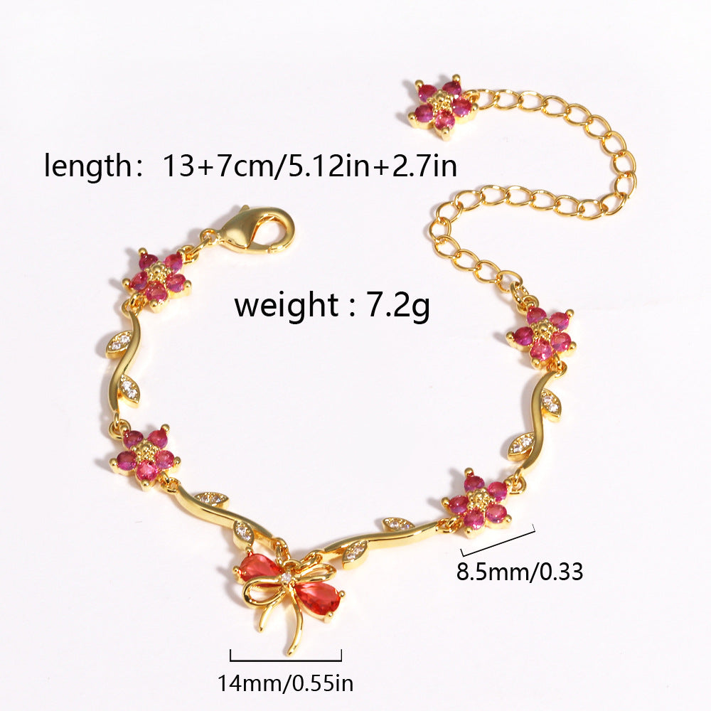 Bow and Flower Leaf  Bracelet
