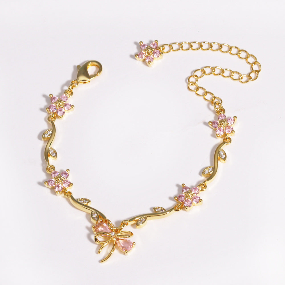 Bow and Flower Leaf  Bracelet