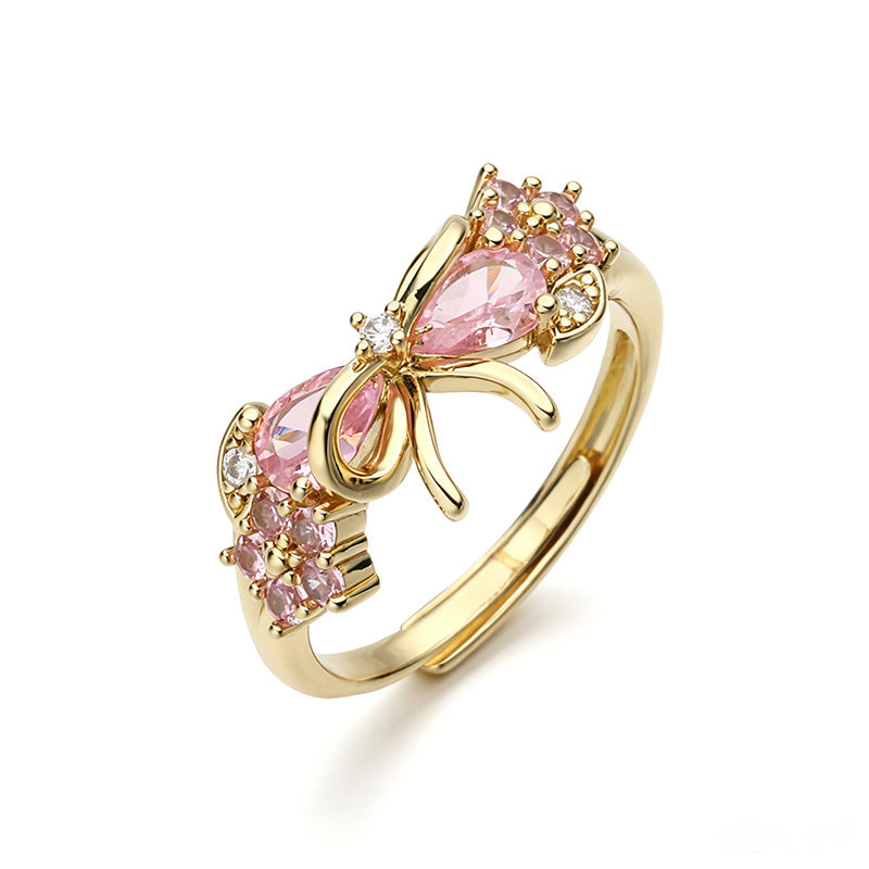 Floral Bow Adjustable Ring