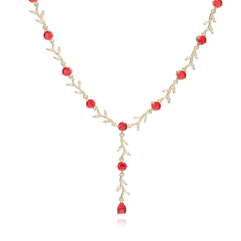 Flower And Leaf Jewelry Set/Bracelet/Necklace/Earrings/Ring