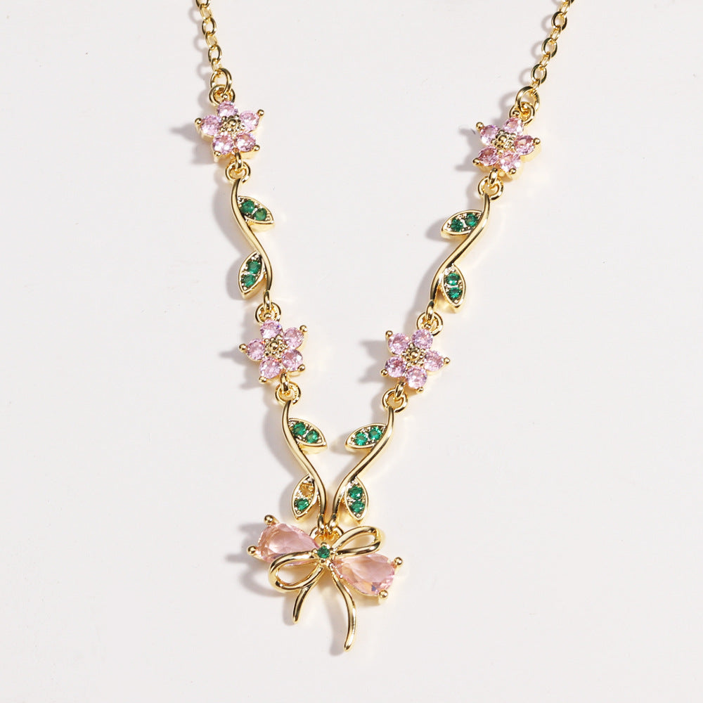 Peach Blossom Leaf Necklace For Women