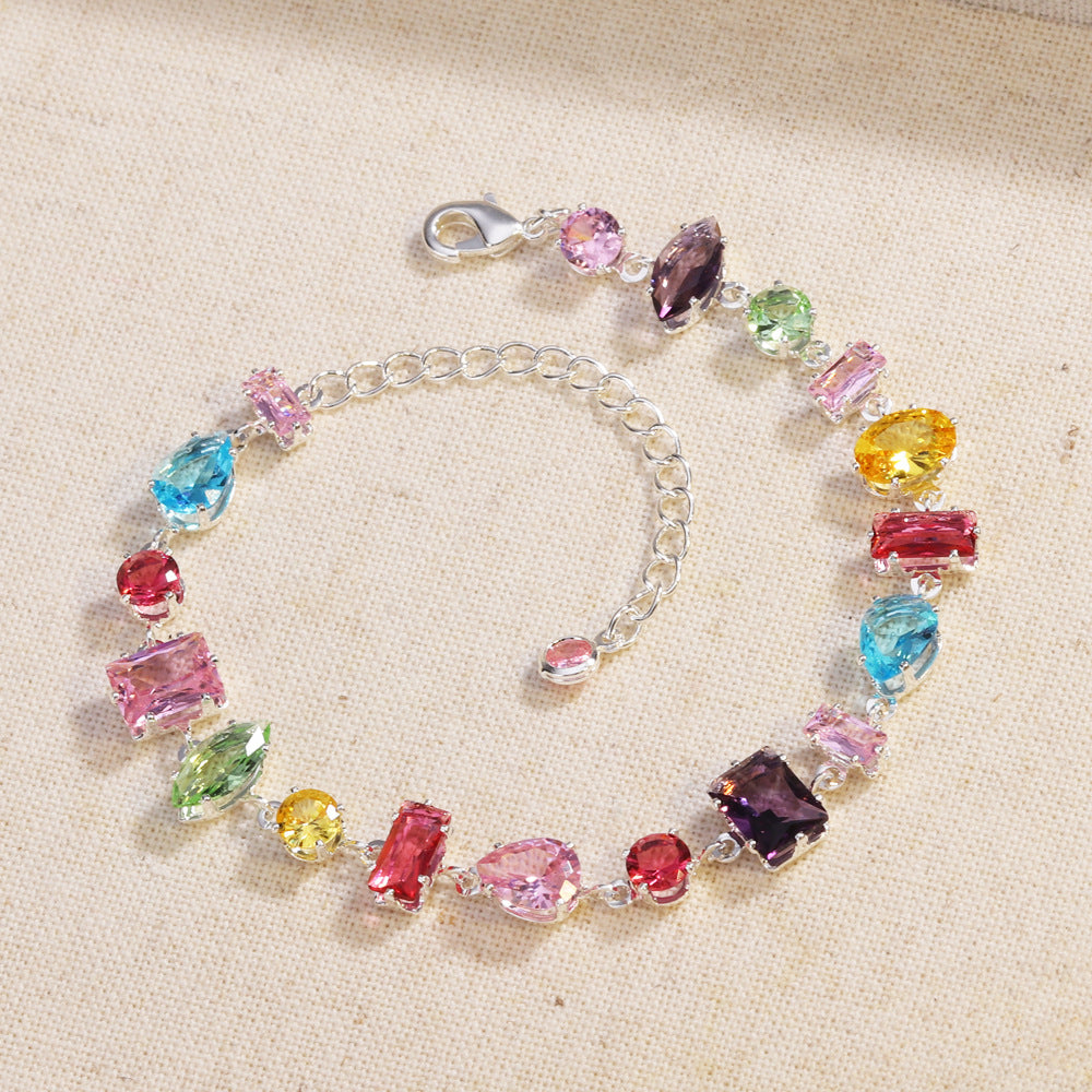 Luxuriöses, farbenfrohes Armband/Halskette mit Zirkonia