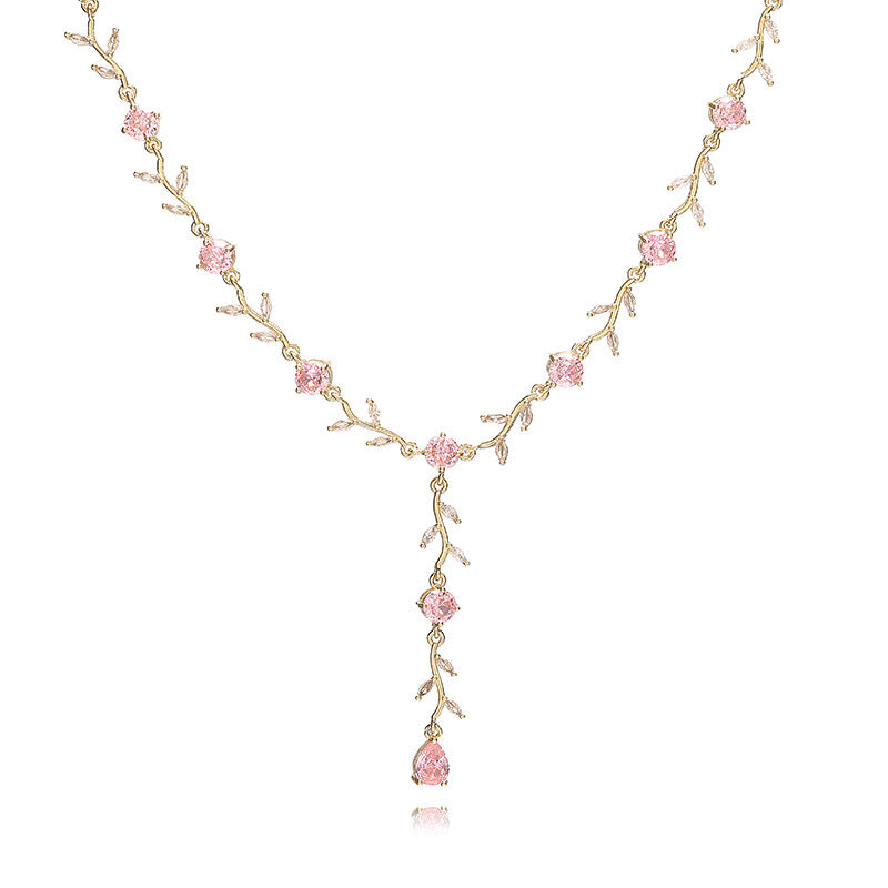 Flower And Leaf Jewelry Set/Bracelet/Necklace/Earrings/Ring
