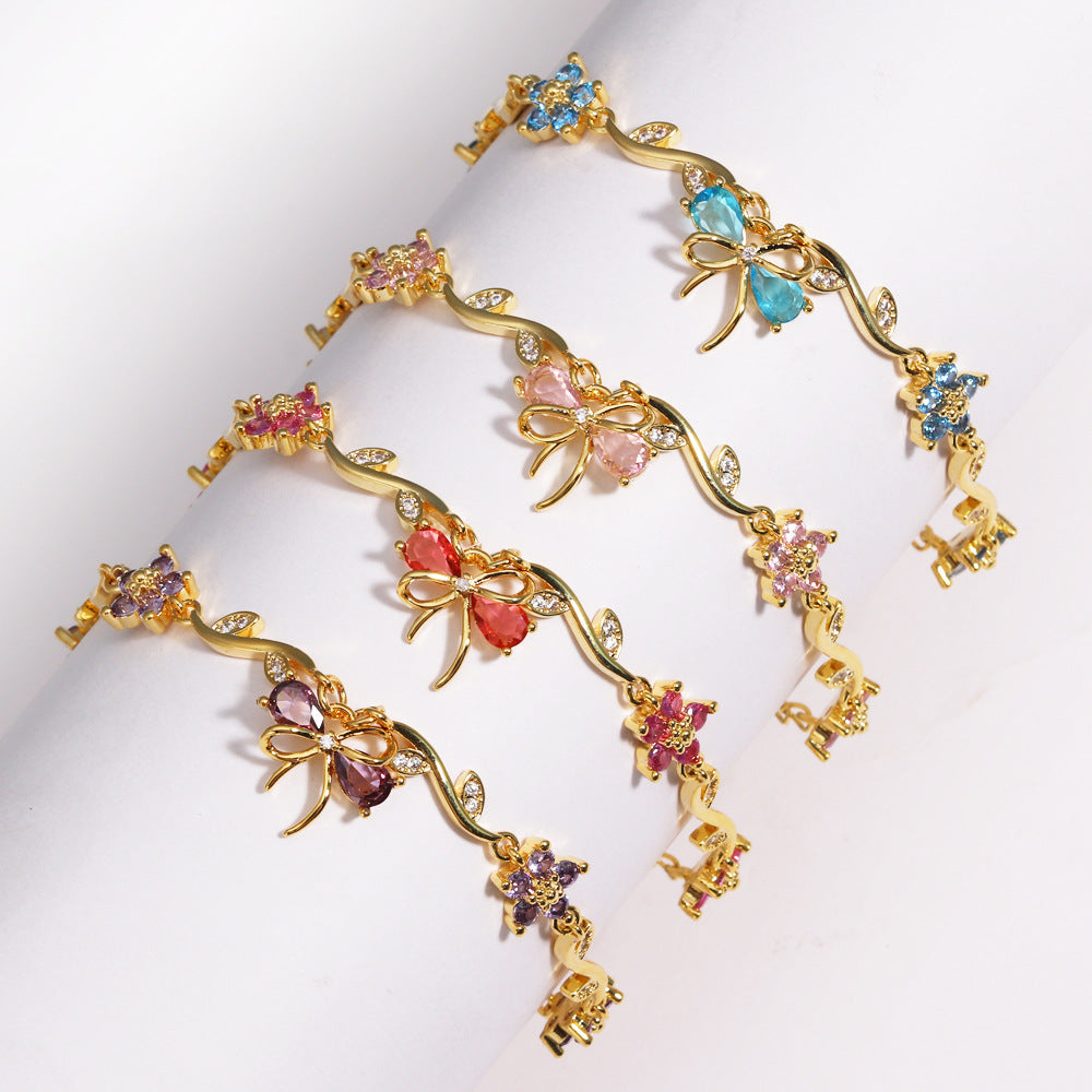 Schleife- und Blumenblatt-Armband für Damen