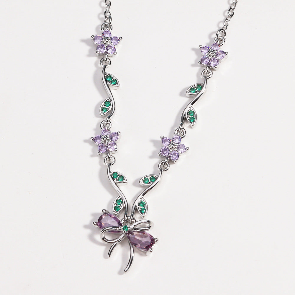 Peach Blossom Leaf Necklace For Women