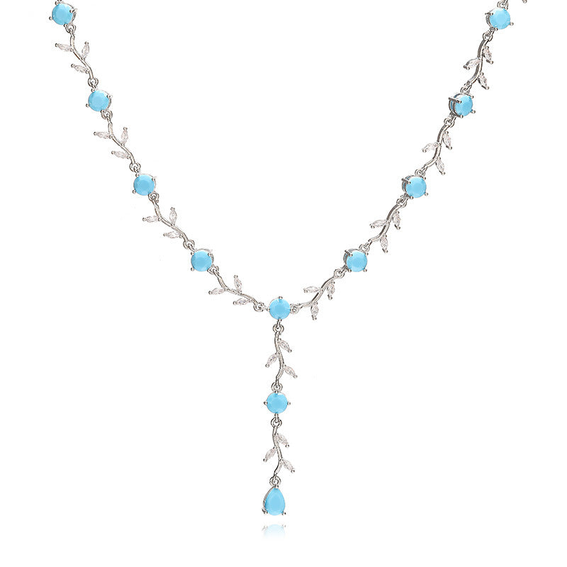 Flower And Leaf Jewelry Set/Bracelet/Necklace/Earrings/Ring