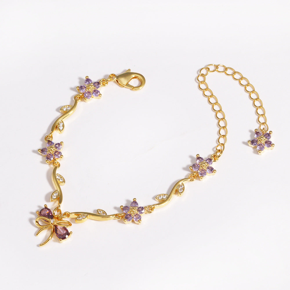 Schleife- und Blumenblatt-Armband für Damen