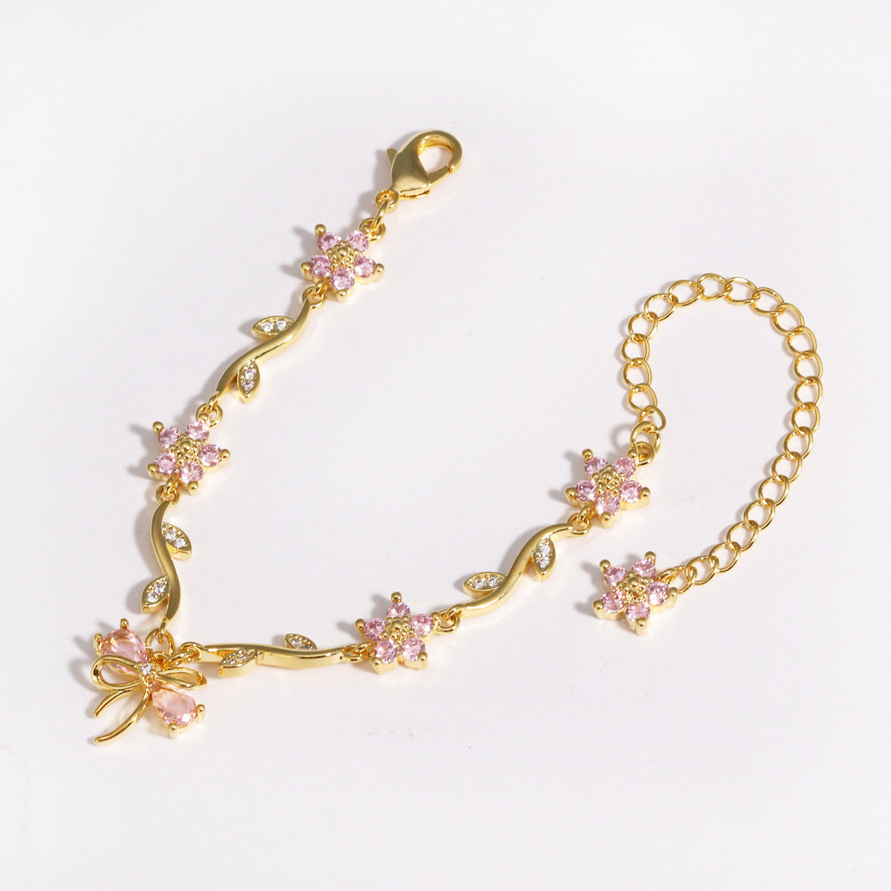 Schleife- und Blumenblatt-Armband für Damen