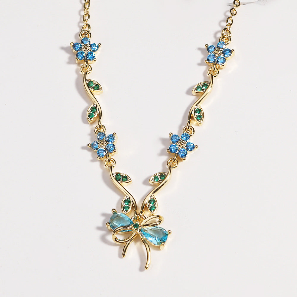 Peach Blossom Leaf Necklace For Women