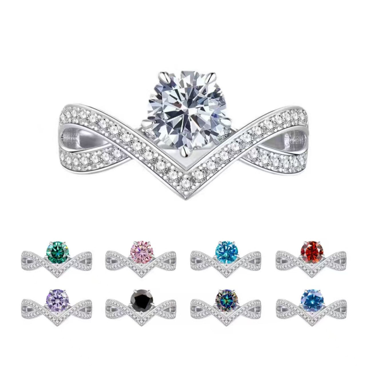Cross-border Crown  Moissanite Ring 925Silver