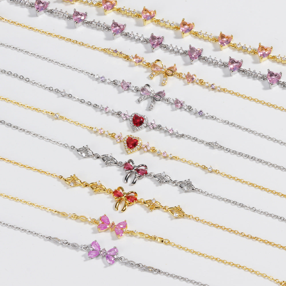 Bow & Heart Bracelet For Women