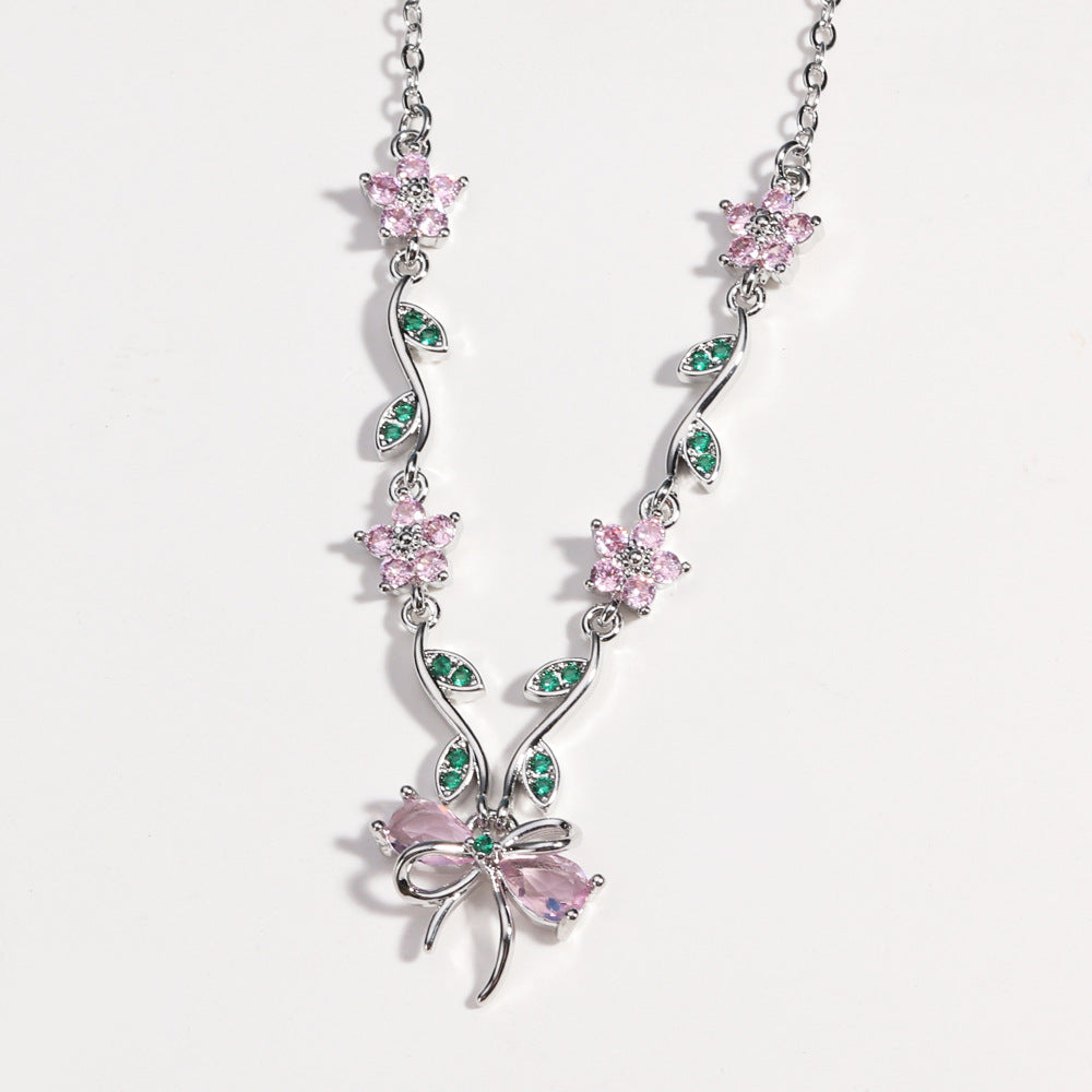 Peach Blossom Leaf Necklace For Women