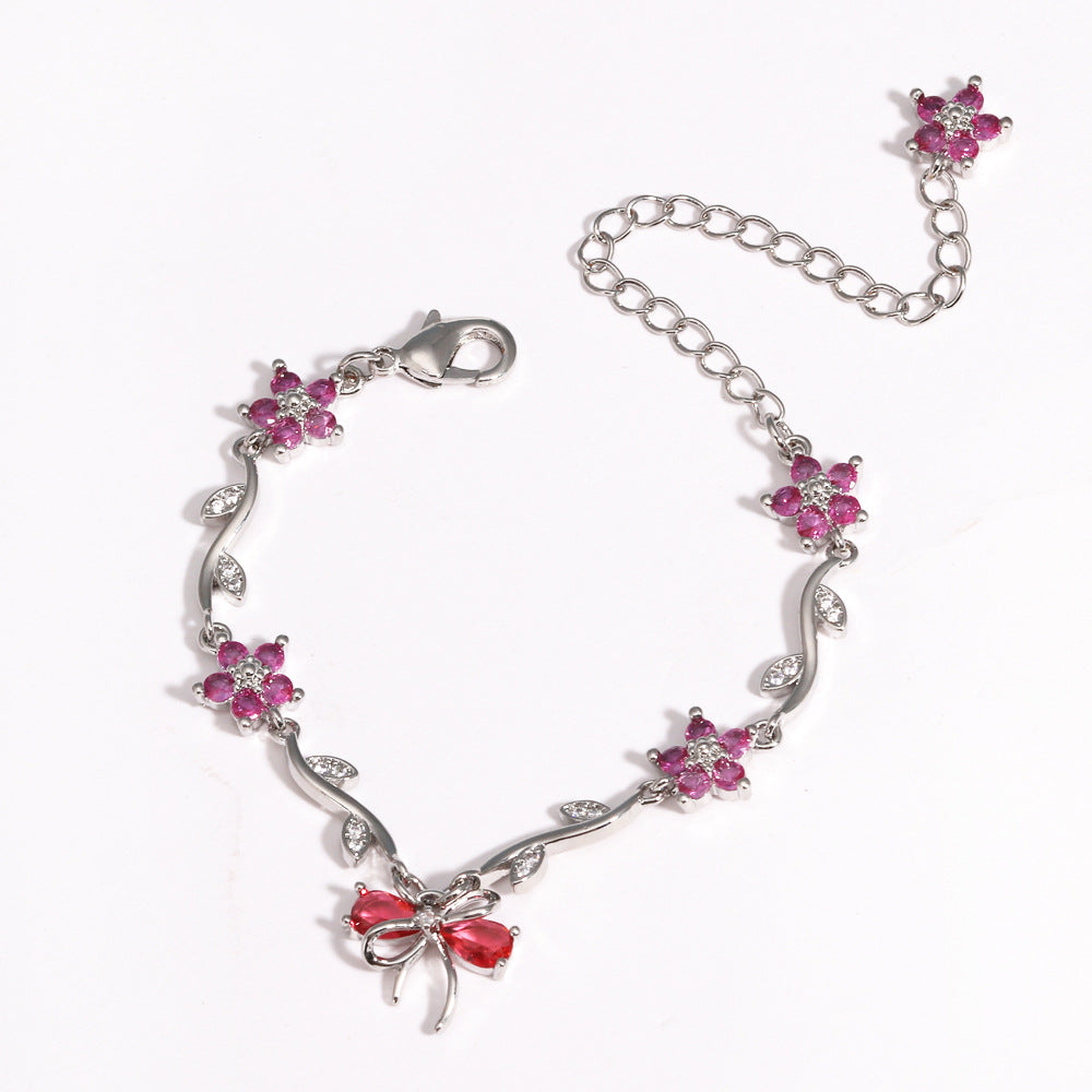 Schleife- und Blumenblatt-Armband für Damen