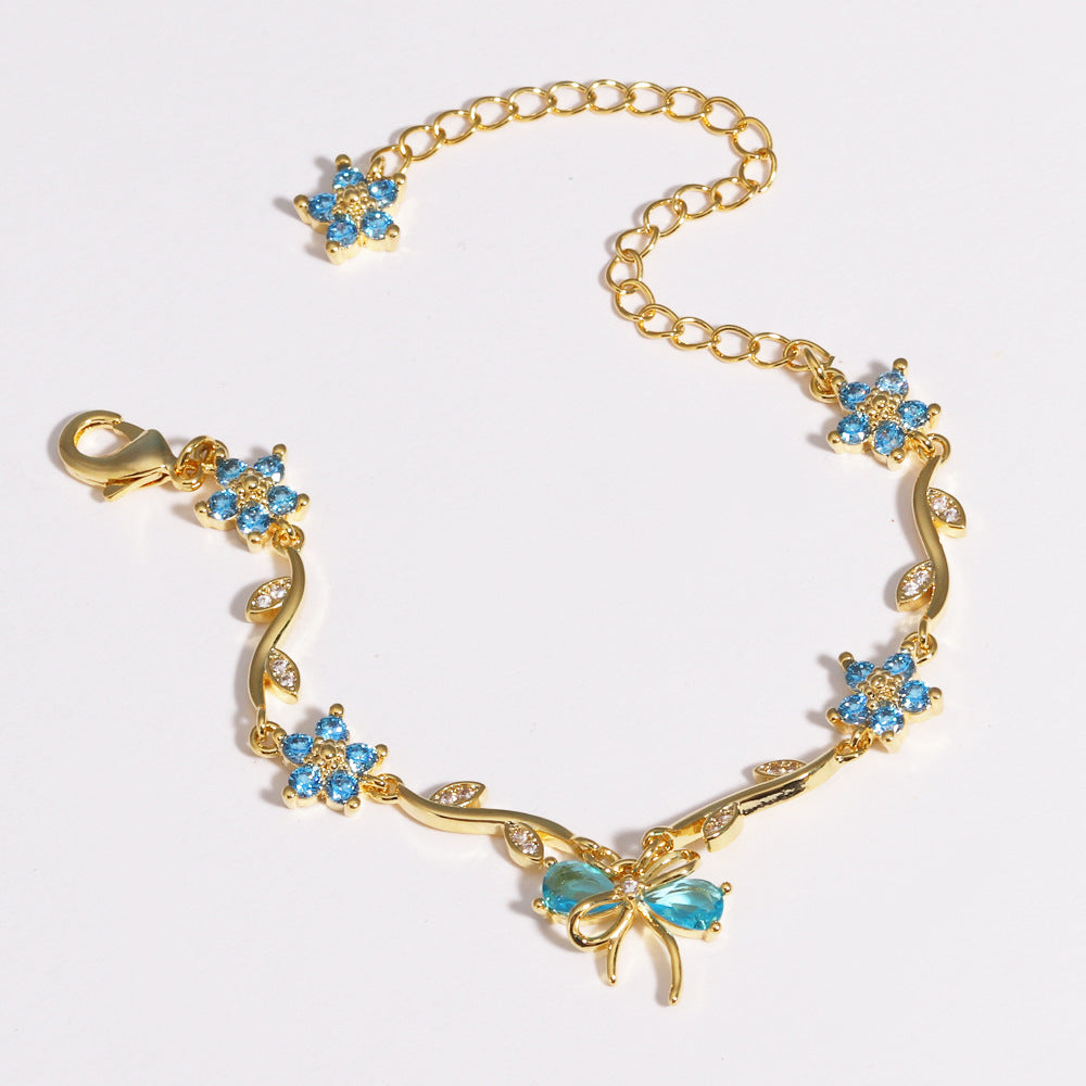 Bow and Flower Leaf  Bracelet