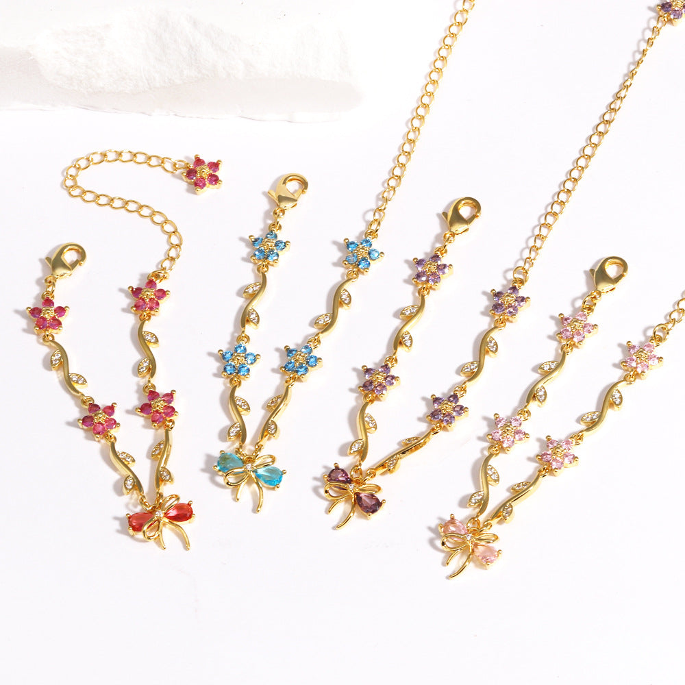 Schleife- und Blumenblatt-Armband für Damen