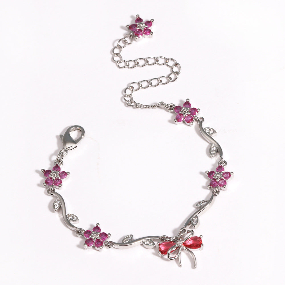 Bow and Flower Leaf  Bracelet