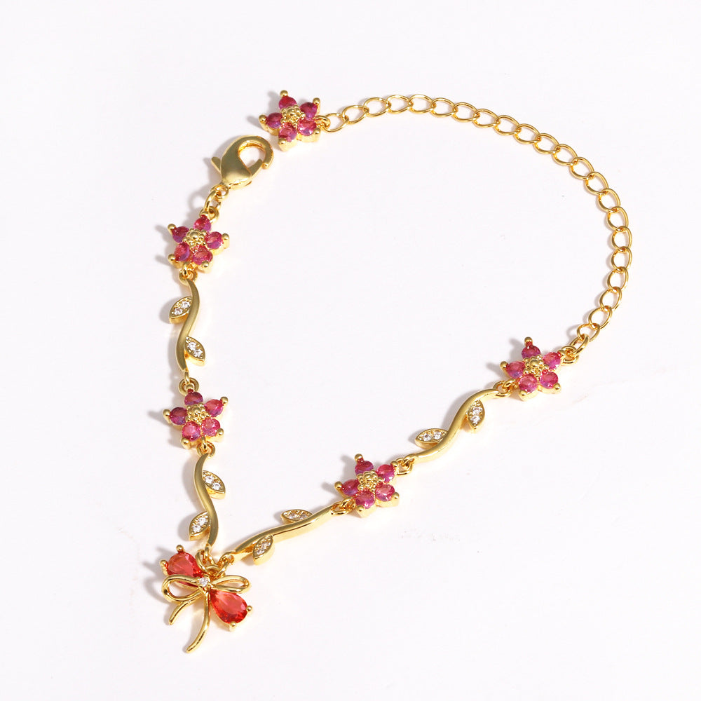 Bow and Flower Leaf  Bracelet