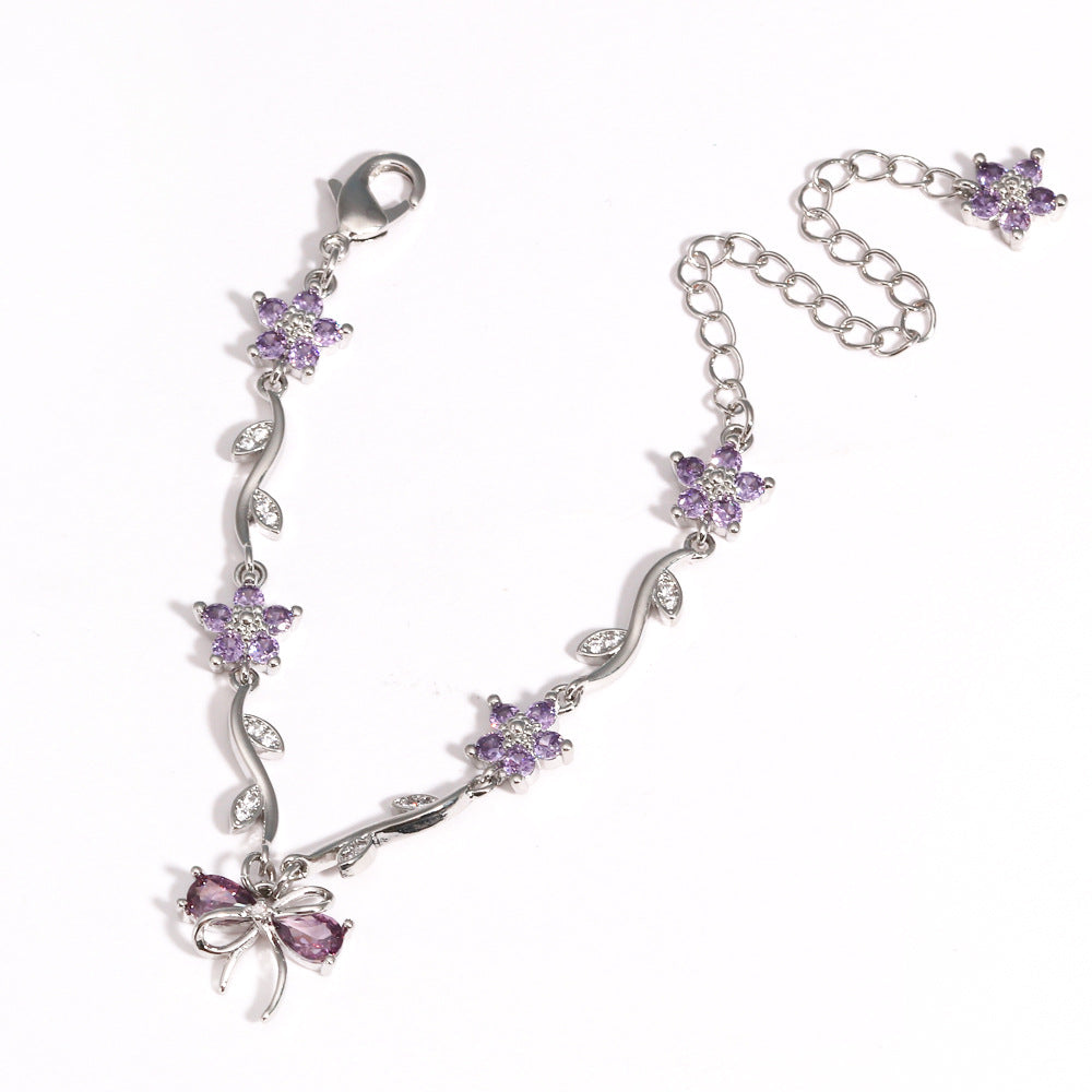 Schleife- und Blumenblatt-Armband für Damen