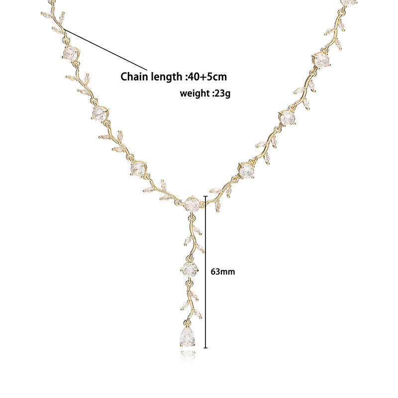 Flower And Leaf Jewelry Set/Bracelet/Necklace/Earrings/Ring