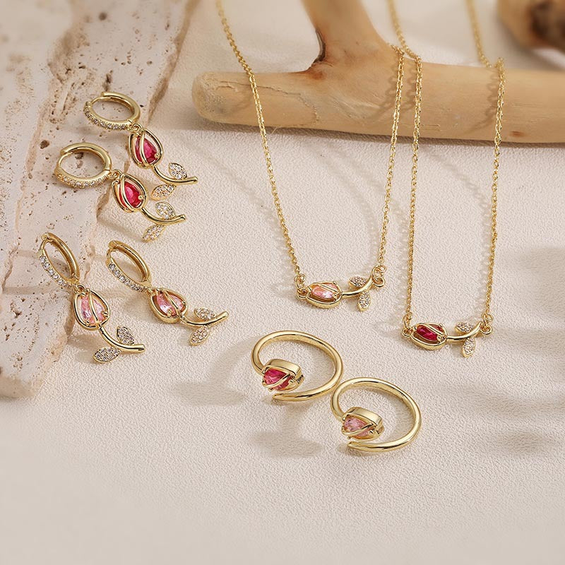 Tulip Necklace/Earrings/Ring/Jewelry Set