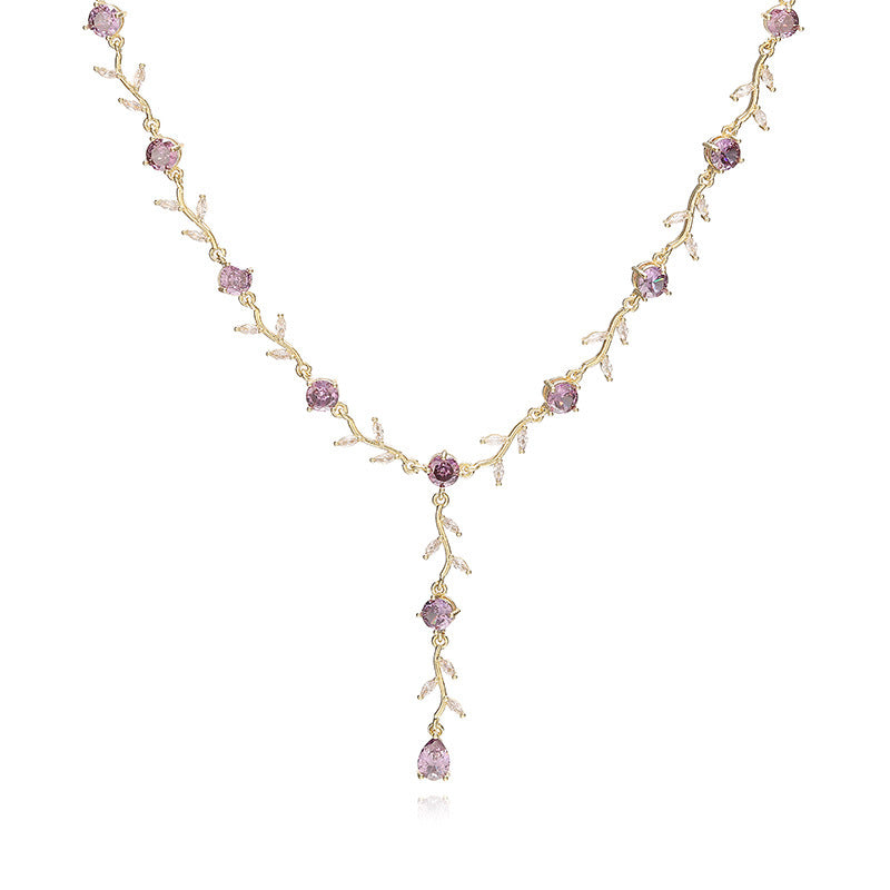 Flower And Leaf Jewelry Set/Bracelet/Necklace/Earrings/Ring