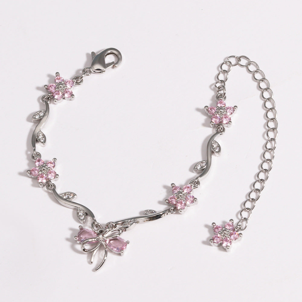 Schleife- und Blumenblatt-Armband für Damen