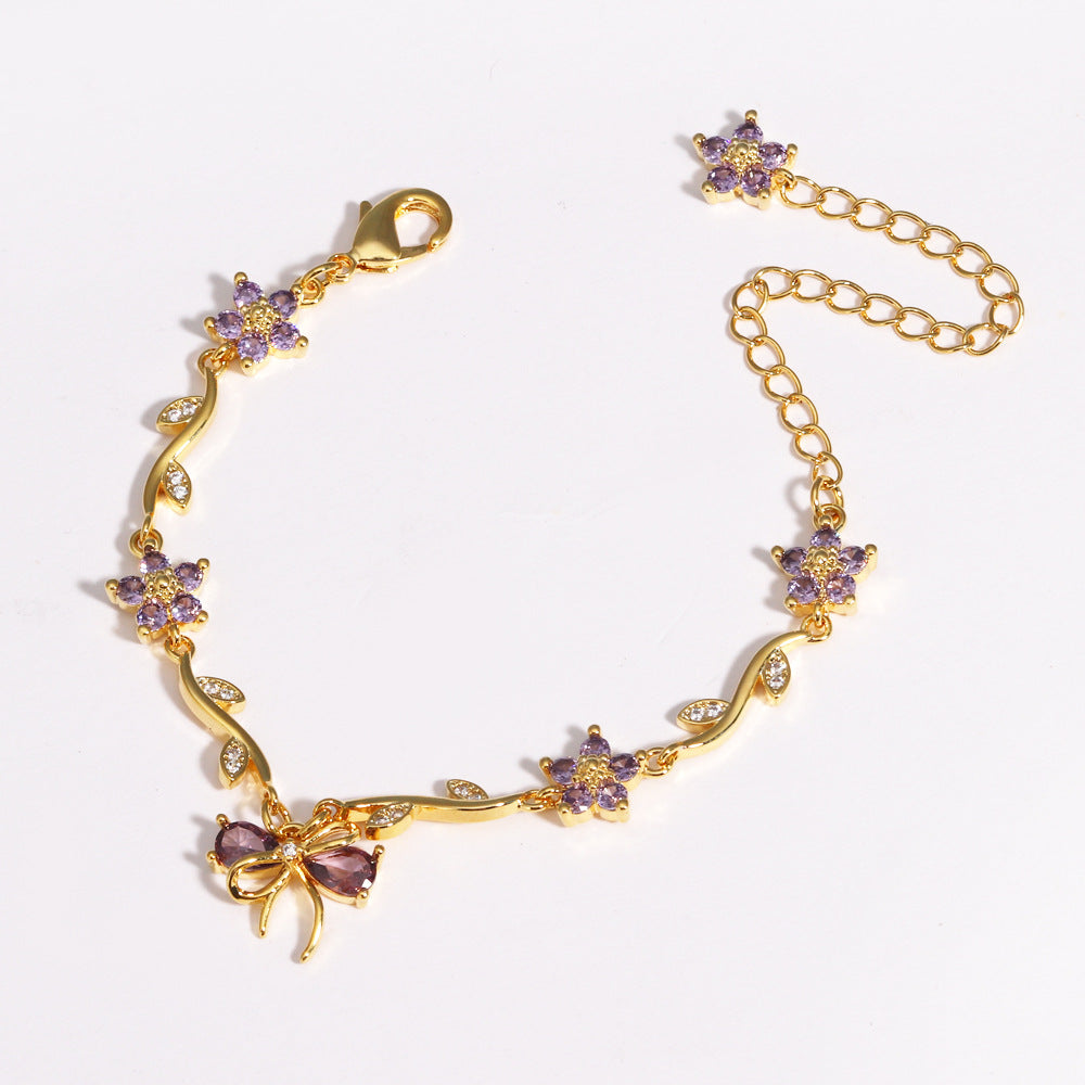 Bow and Flower Leaf  Bracelet