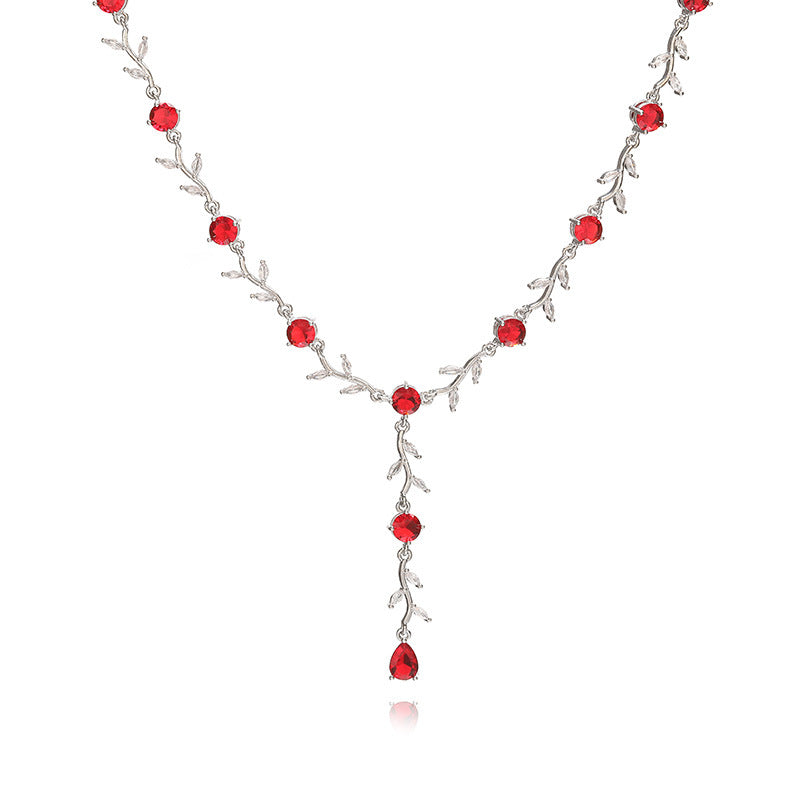 Flower And Leaf Jewelry Set/Bracelet/Necklace/Earrings/Ring