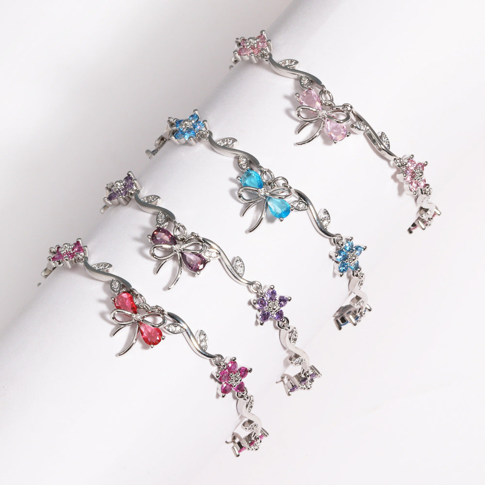 Schleife- und Blumenblatt-Armband für Damen