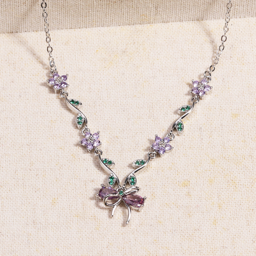 Peach Blossom Leaf Necklace For Women