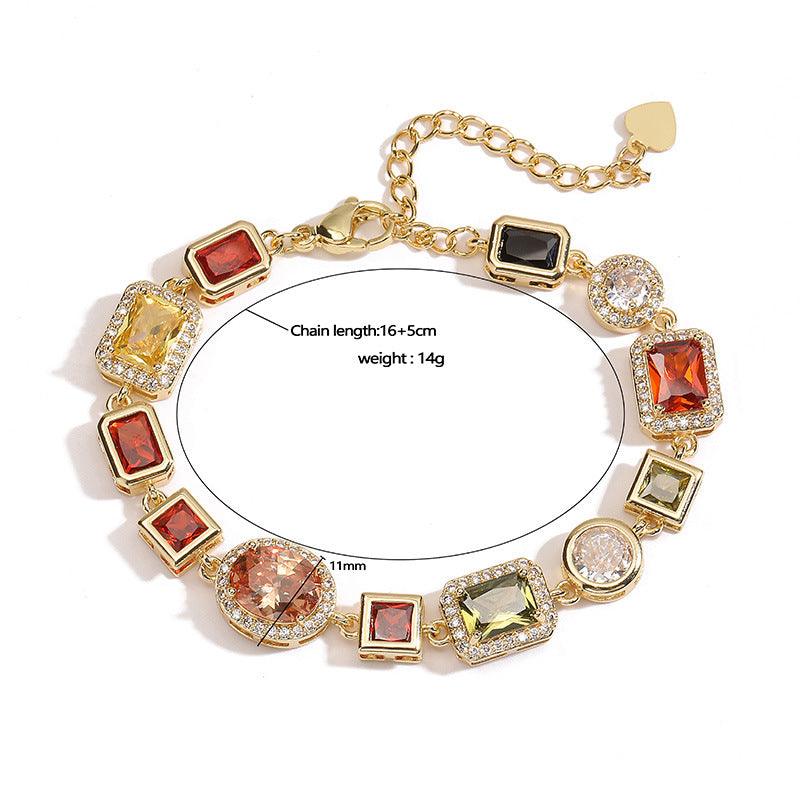Vintage Mehrfarbig Zirkon Armband/Halskette Für Frauen